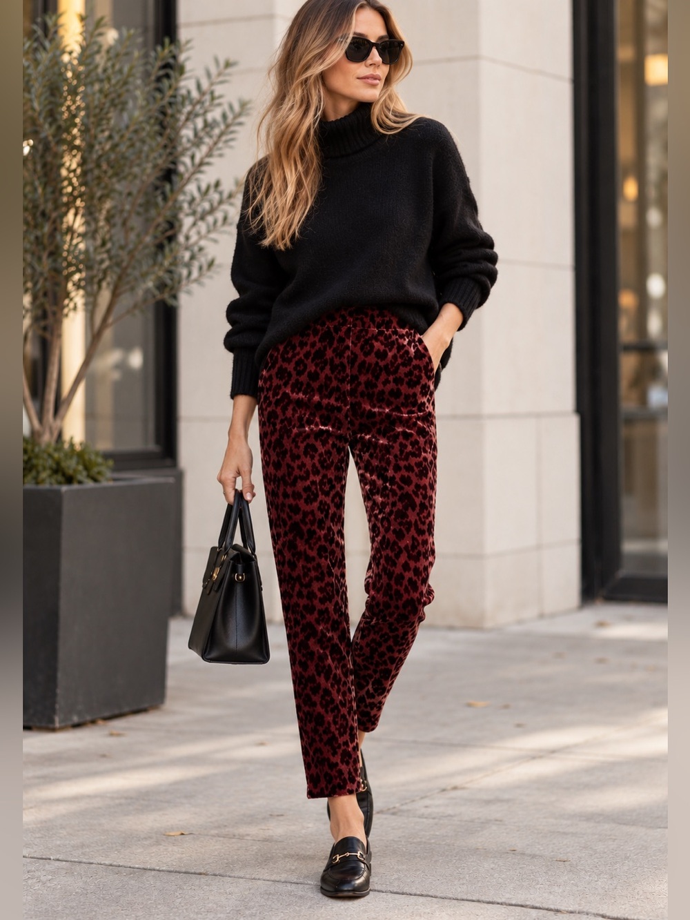 J. Crew Velvet Rose Leopard Tapered Pants